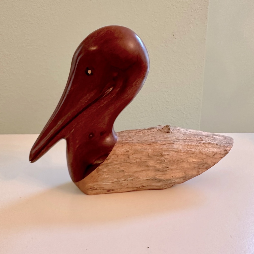 Adorable Handmade Wooden Pelican Decor - Brand new with tags!